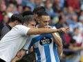 Antonio Hidalgo da indicaciones a Luismi Cruz en Riazor