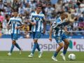 Loureiro, Villares y Luismi Cruz, durante un partido del Dépor en Riazor
