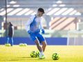 Adrià Altimira, en su primer entrenamiento con el Deportivo