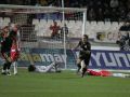 Verdú celebra su solitario y decisivo gol en Almería el 30 de noviembre de 2008 ante Lafita, Bruno Saltor, Diego Alves y Carlos García, de izquierda a derecha
