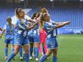 El mágico febrero vuelve a escena para el Deportivo Ainhoa Marín y Vera Martínez celebran un gol en Riazor