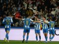 Los jugadores del Deportivo celebran el gol de Mulattieri al Zaragoza