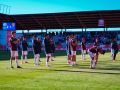 Rubén Lopéz, segundo por la izquierda, aplaude a la afición tras la derrota ante el Zamora