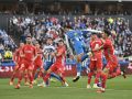 Lucas Noubi, rematando en el 1-0 del Deportivo al Córdoba