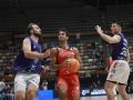El exnaranja Ale Galán, Jacobo Díaz y Alex Barcello, en un lance del Leyma Coruña-Obradoiro de semifinales de la Copa Galicia
