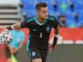 Álvaro Ferllo, durante su debut con la selección absoluta de España contra Lituania, en 2021
