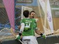 Nuno Paiva y Dava Torres celebran uno de los goles del Liceo al Caldes
