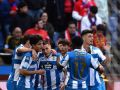 Un ascenso que se labró desde el primer día y que pudo con todo Mario Nájera celebra junto a varios compañeros su tanto ante la UD Ourense
