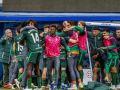 Maguette, del Racing de Santander, celebra el 0-1 con sus compañeros