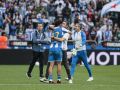 Antonio Hidalgo abraza a Noé Carrillo tras la victoria del Deportivo ante el Leganés
