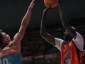 Ilimane Diop lanza a canasta en el primer partido del playoff entre el Básquet Coruña y el Menorca