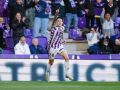 Ángel Carvajal celebra su gol con el primer equipo del Valladolid ante el Zaragoza