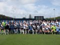 La selección de Veteranos de AFE y los veteranos del Dépor en un partido solidario en Abegondo