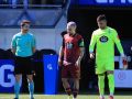 David Mella, portando el capitán de brazalete ante la Real Sociedad B en Zubieta