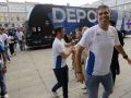 Antonio Hidalgo, en la plaza de María Pita durante las celebraciones del ascenso