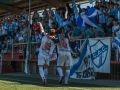 Marcos Cousillas y Pablo Gutiérrez, jugadores del Atlético Castros, celebran un gol ante el Rodeiro en la ida de las semifinales del playoff