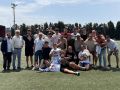Los jugadores del Silva posan en A Grela tras el Badalona-Compostela que les asegura la permanencia en Tercera RFEF