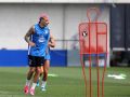 Ximo Navarro durante un entrenamiento de la primera semana de pretemporada en Abegondo