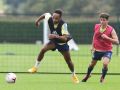 Aubameyang y Charlie Patiño durante un entrenamiento con el Arsenal