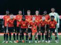 Lucas Noubi, segundo por la izquierda en la fila de arriba, en la formación inicial ayer de Bélgica sub-21 frente a Gales