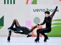Adrián y Marta Blanco, durante su programa corto en los World Skate Games