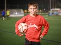 Hugo Pardo, jugador infantil del Calasanz, en un entrenamiento en la Torre