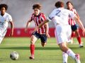 Mario Soriano, con el Atlético frente al Real Madrid en los cuartos de final de la Copa de Campeones de División de Honor Juvenil 2020-21