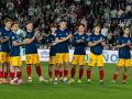 Jugadores del Andorra festejan el triunfo logrado en Córdoba el pasado lunes