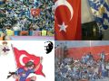 Banderas turcas en medio de aficionados del Dépor