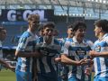 Celebración, esta mañana del tercer gol del Fabril ante la UD Ourense