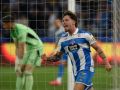 Mario Soriano celebra un gol en el Deportivo-Mirandés