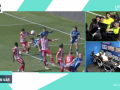 La pelota golpea el brazo de Bonini en el Burgos-Almería