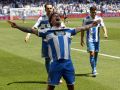 Soriano celebra el primer gol del Deportivo