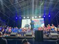 Escenario con los jugadores del Deportivo a su llegada a A Coruña