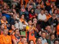 Aficionados del Básquet Coruña durante el segundo partido de cuartos de final contra el Menorca