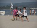 Jugada de un partido de una edición anterior del Torneo de fútbol playa de Sada