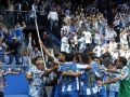 Zakaria Eddahchouri celebra junto al resto del equipo su trascendental gol ante el Andorra
