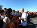 La marea naranja se dio cita en la explanada del Palacio de los Deportes de Riazor para festejar junto al equipo