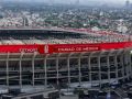 Fotografía aérea que muestra el estadio Ciudad de México, sede del partido inaugural de esta noche, en una ciudad situada a 2.240 metros sobre el nivel del mar