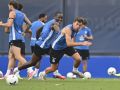 Barcia y Bil corren durante un entrenamiento del Deportivo