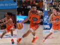 Los bases del Leyma durante el partido contra el Bilbao en el Coliseum