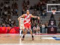 Jassel Pérez celebra una canasta contra UCAM Murcia