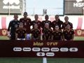 Michi Apóstol, abajo a la derecha, formó parte del once inicial en el primer amistoso ante Colombia