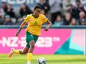 Hildah Magaia, durante un partido con Sudáfrica en el Mundial de 2023