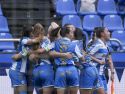 Las jugadoras del Deportivo celebran el gol de Lucía Martínez al Real Madrid