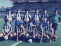 Una formación del Deportivo en la temporada 1985-86. De pie, de izquierda a derecha: Silvi, Dacosta, Cárdeno, Hristic, José Luis y Montes. Agachados: Verón, Gil, Vicente, Mauri y Sebas