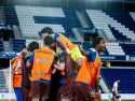 El Deportivo celebra el tanto de la victoria en el Heliodoro Rodríguez López