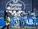 Jugadores del Fabril celebran uno de los goles ante el Numancia