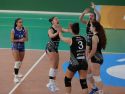 Las jugadoras del Ciudad de A Coruña celebran un punto de su victoria contra el GetxoCiudad de A Coruña - Getxo  3-0