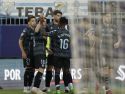 Los futbolistas del Castellón celebran uno de sus tres goles en Málaga (2-3)